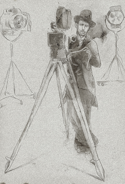 Graphic of an vintage photographer